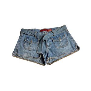 Y2K let me b. Low Rise Denim Micro Mini Shorts 5 flap Pockets Made In Turkey